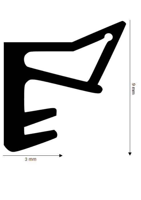 Holz-Fensterdichtung DH R-1936-A mit 3mm Nut im Überschlag