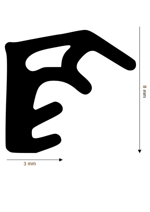 Holz-Fensterdichtung DH R-2502 mit 3mm Nut im Überschlag