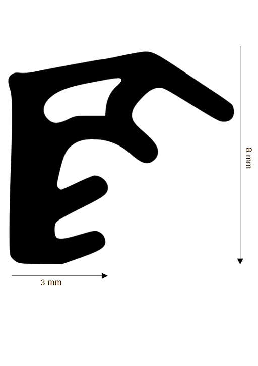 Holz-Fensterdichtung DH R-2502 mit 3mm Nut im Überschlag