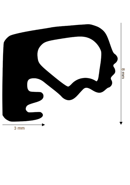 Holz-Fensterdichtung DH R-2505 mit 3mm Nut im Überschlag