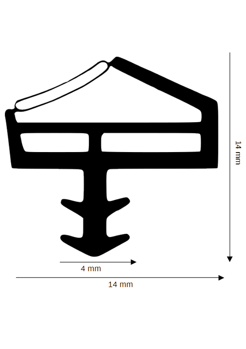 Holz-Zimmertürdichtung DH R-914 für 14mm Falzbreite mit Ausreißsteg