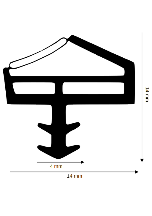 Holz-Zimmertürdichtung DH R-914 für 14mm Falzbreite mit Ausreißsteg