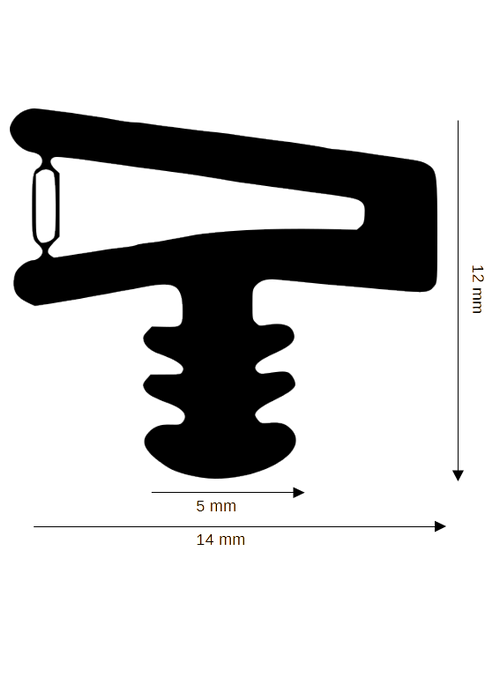 Holz-Zimmertürdichtung DH R-938 für 14mm Falzbreite mit Ausreißsteg