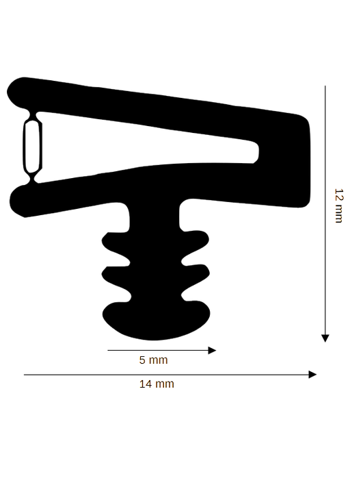 Holz-Zimmertürdichtung DH R-938 für 14mm Falzbreite mit Ausreißsteg