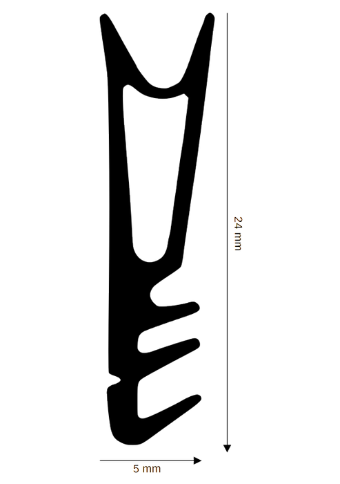 Holztürdichtung DH RF-14 mit 5mm Nut, für 15/18mm Falzhöhe