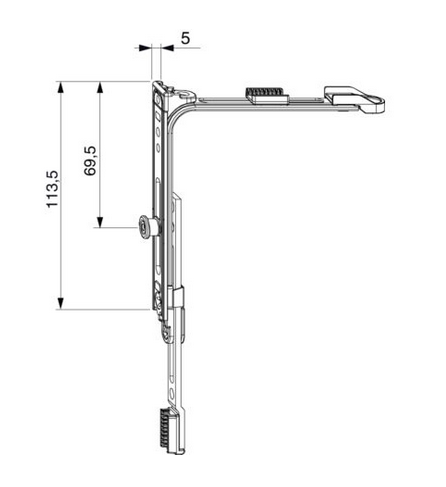 Maco Multi Matic Eckumlenkung 222209, 1 Pilzzapfen, 105 mm