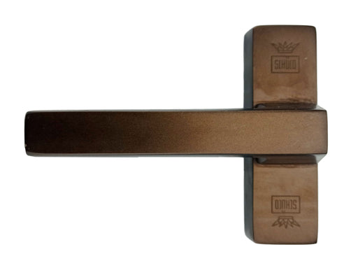 Schüco window handle, milled Schüco logo, brown